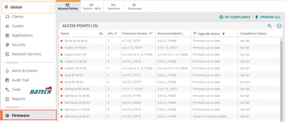 Quản lý Upgrade Firmware Access Point Aruba Instant On