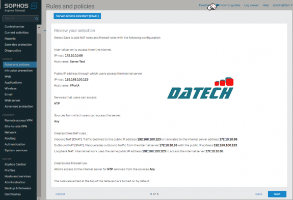 Cấu hình DNAT trên Firewall Sophos