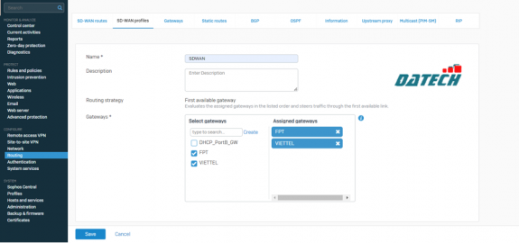 Hướng dẫn cấu hình SD-WAN trên Firewall Sophos